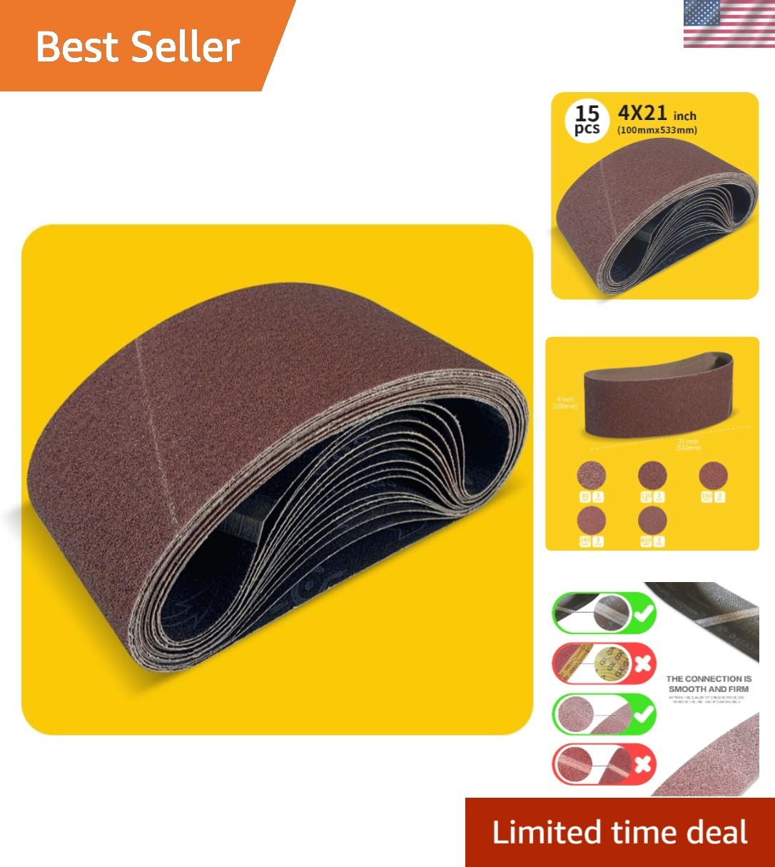 15 Assorted Sanding Belts for Perfect Finishing – 80/120/150/240/400 Grits