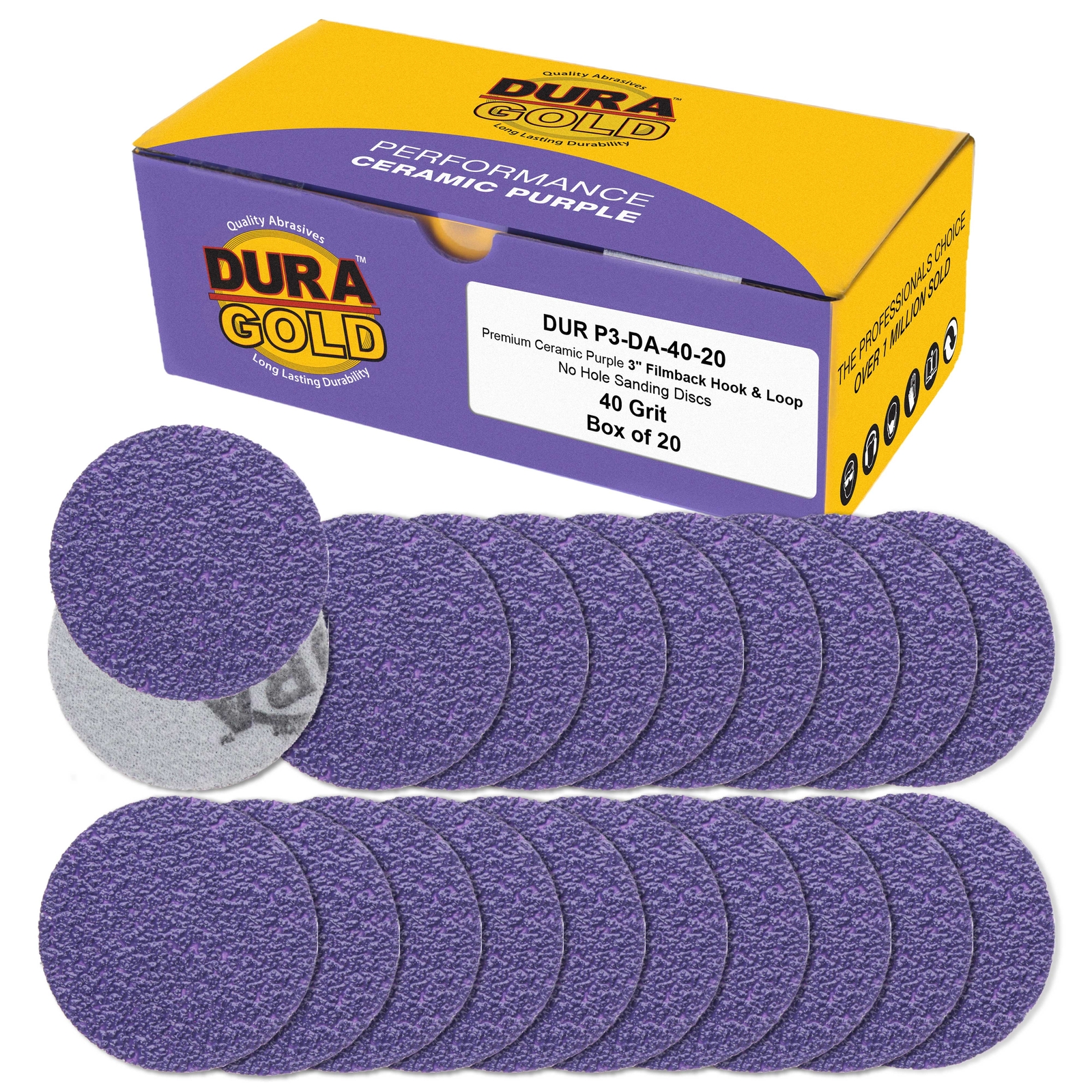40 Grit 3″ Purple Ceramic Sanding Discs, Box of 20 – Hook & Loop Sandpaper
