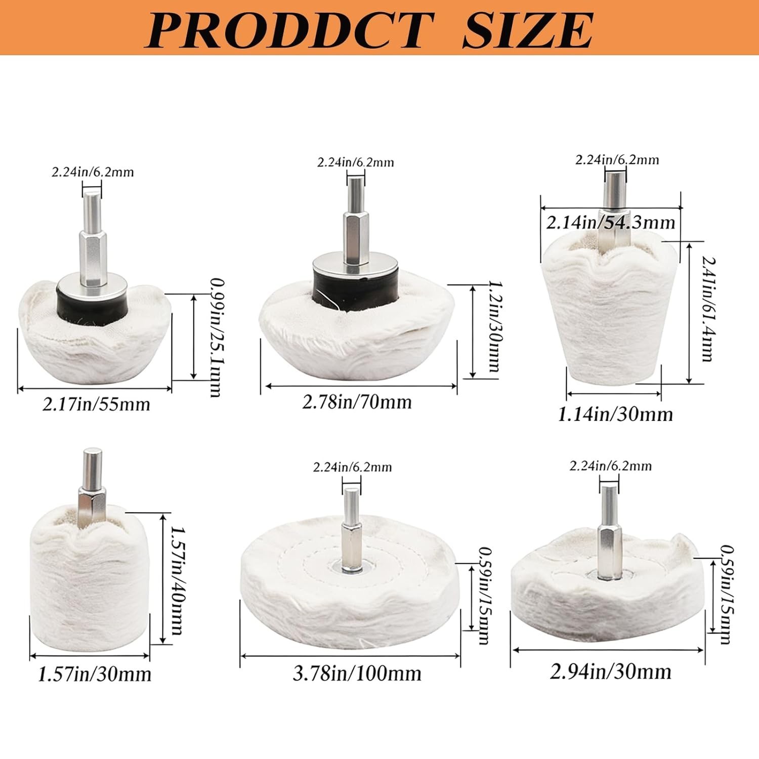 6PCS Buffing Wheel for Drill, Multi-Specification Aluminum Wheel Polishing Kit,B