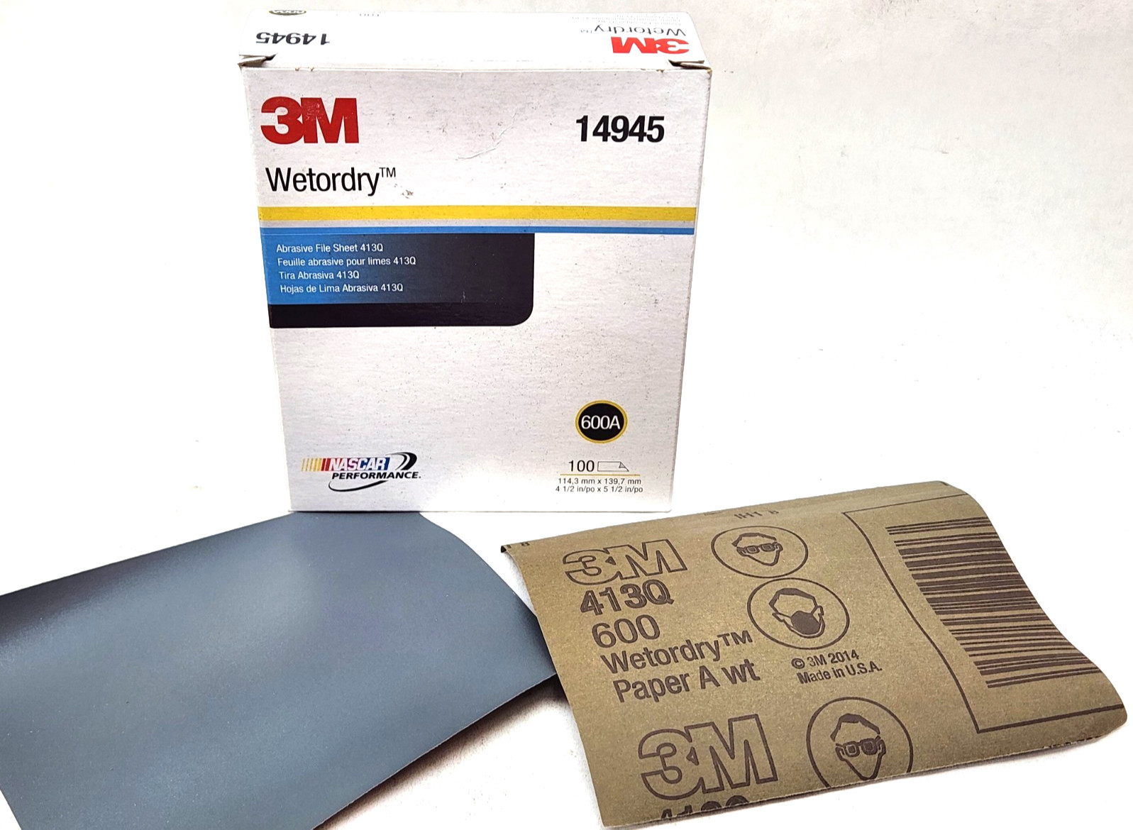 100 pcs 3M Wetordry 14945 Abrasive Sand Paper Sheets 413Q 600A Grit 4.5″ x 5.5″