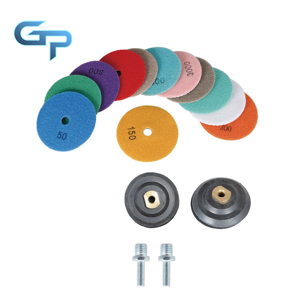 14 Pieces 4Inch Diamond Polishing Pads Kit With 2 Pack  5/8In-11 Backer Pads New