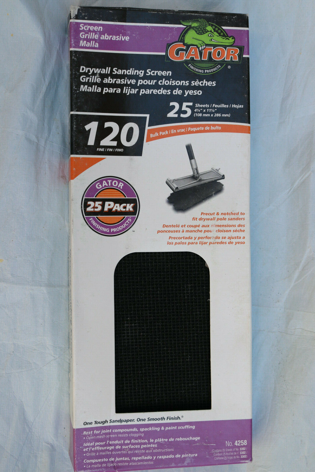 Gator 4258 Drywall Sanding Screen 120 Grit Medium Fine 4.25″ x 11.25″ 25 PK