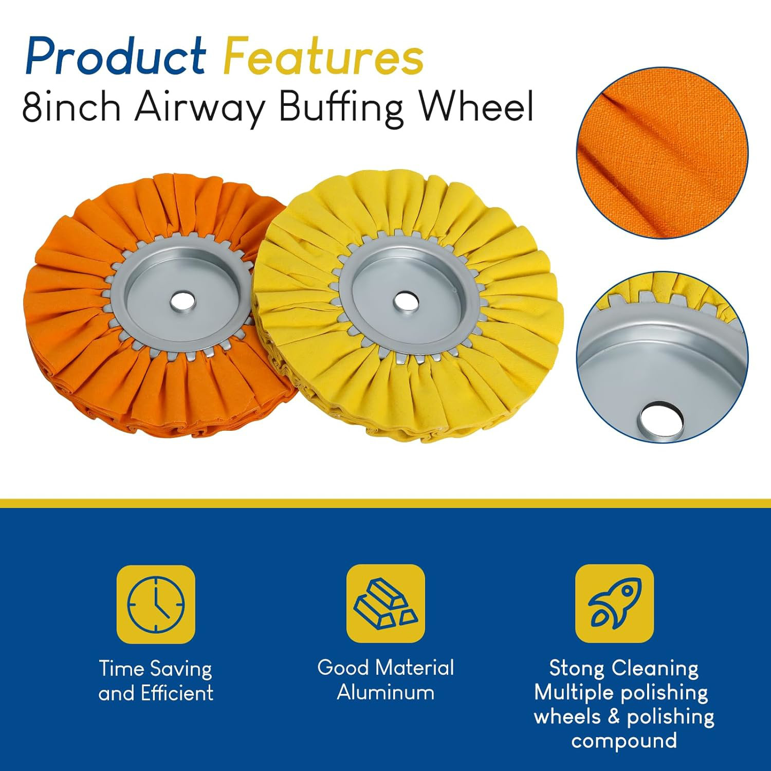 Ketofa 8” Airway Buffing Wheel Kit, 9 Pcs Aluminum Wheel Polishing Kit in 5/8″