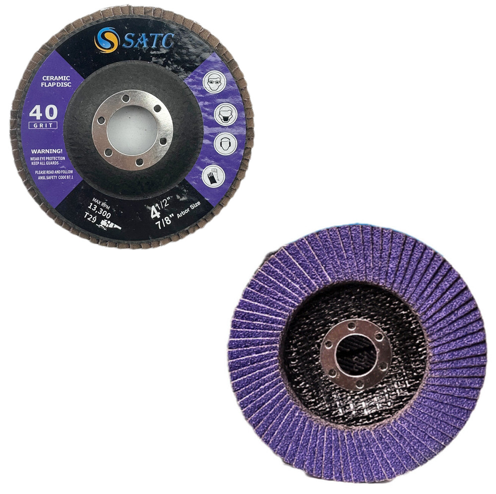 20PCS 4-1/2” x 7/8″ Purple Ceramic Flap Disc 115MM Sanding Grinding Wheel 40Grit