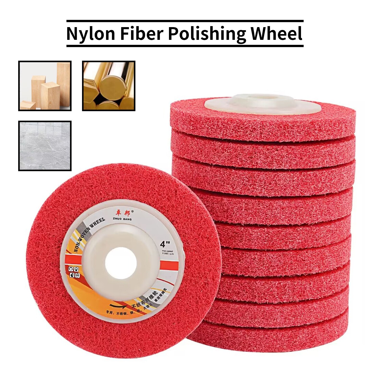 4” Nylon Abrasive Buff Wheel Polishing Disc for Metal Surface Angle Grinder