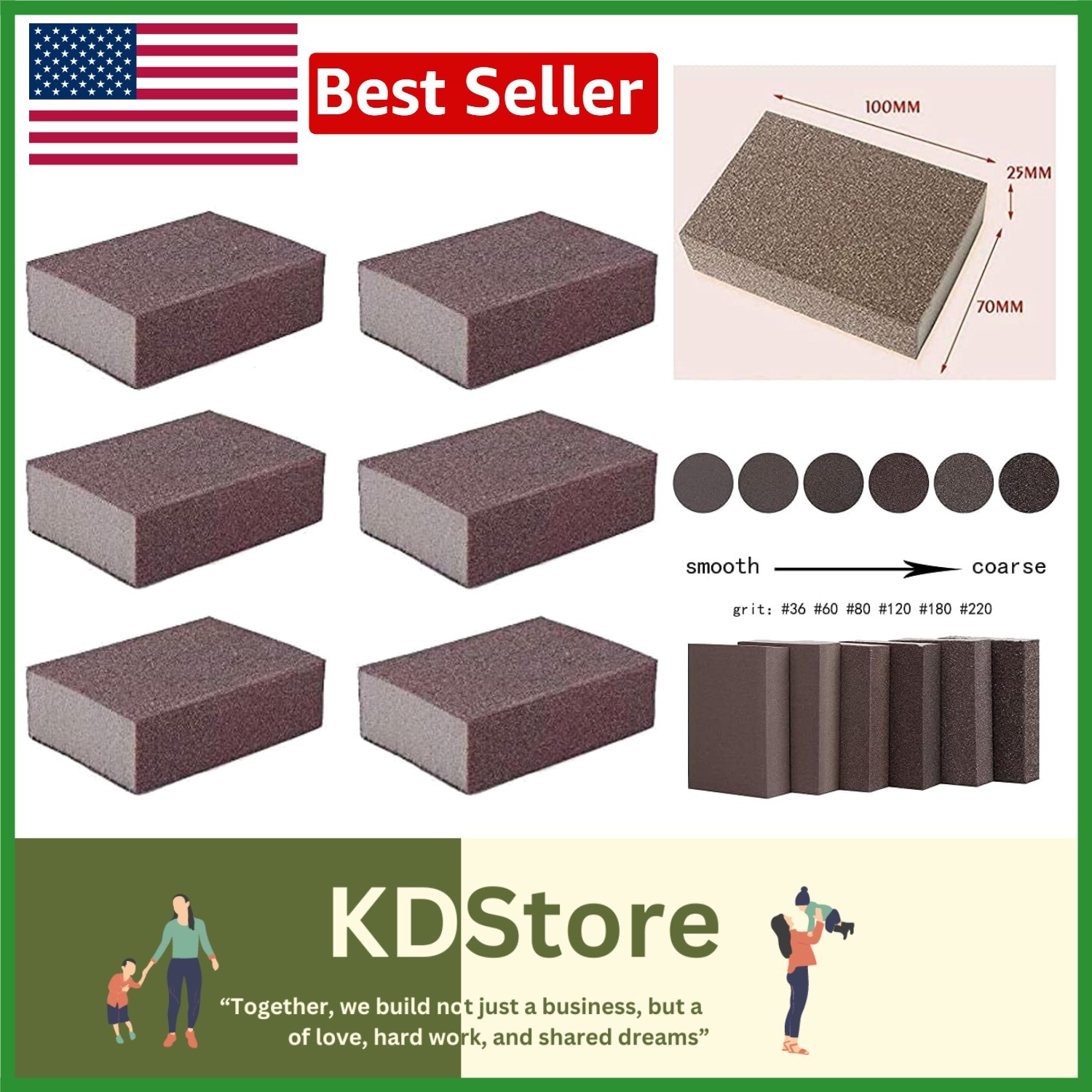 High-Density 180 Grit Sanding Blocks – Versatile Buffing Pads for Wood & Metal