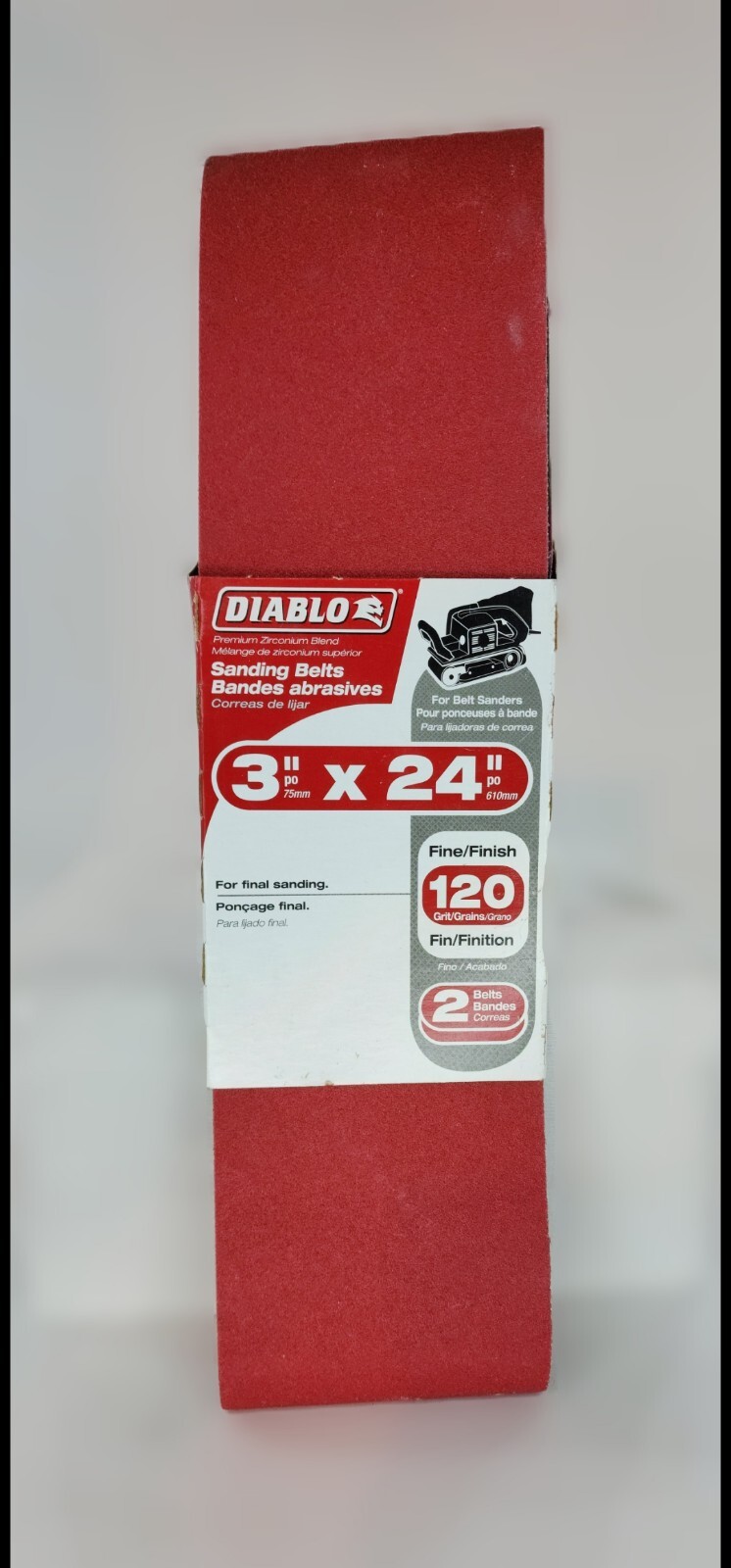 NEW Diablo 2Pk 3″x24″ 120G Sand Belt