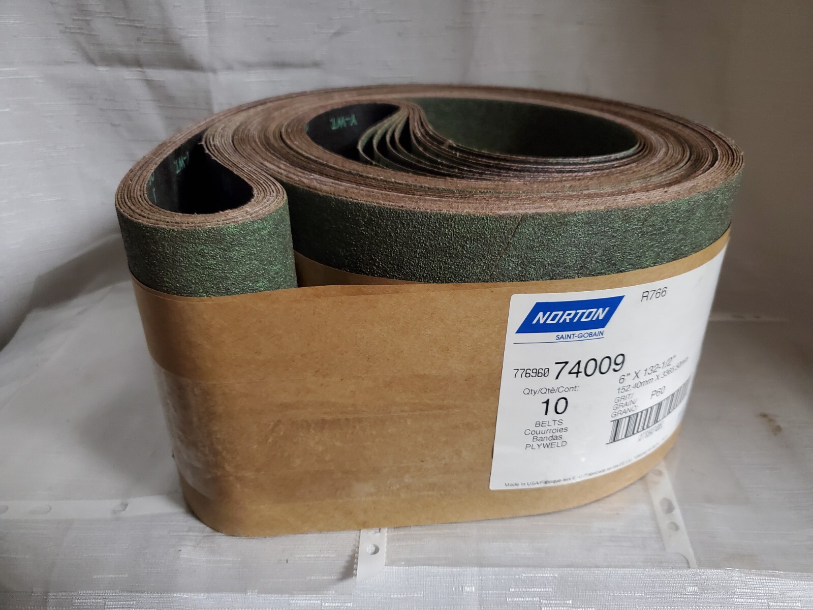 Sanding Belt Norton R766 60 Grit Green 6″x132-1/2″ (10x) (O-0048)