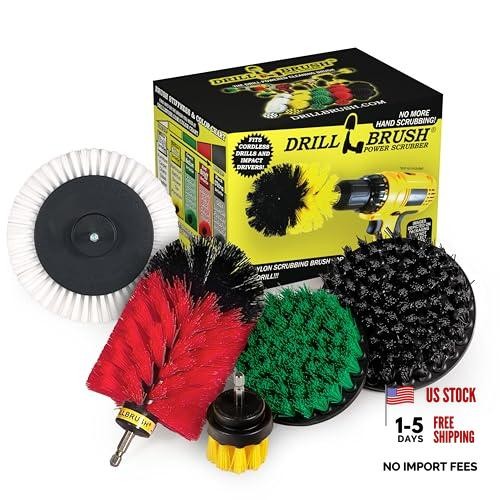 Multi-Surface Drill Brush Attachments Set for White, Yellow, Green, Red, Black