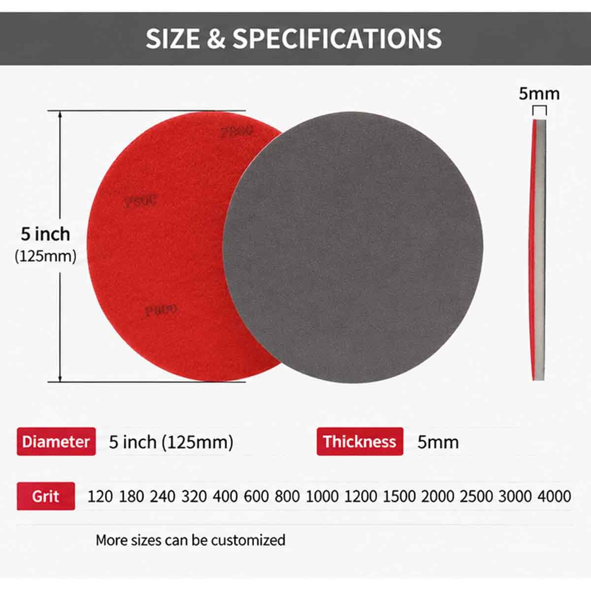 125mm 5″ Wet Dry Sanding Discs Sponge Pads Foam Sanding Pads Grit 180 – 4000