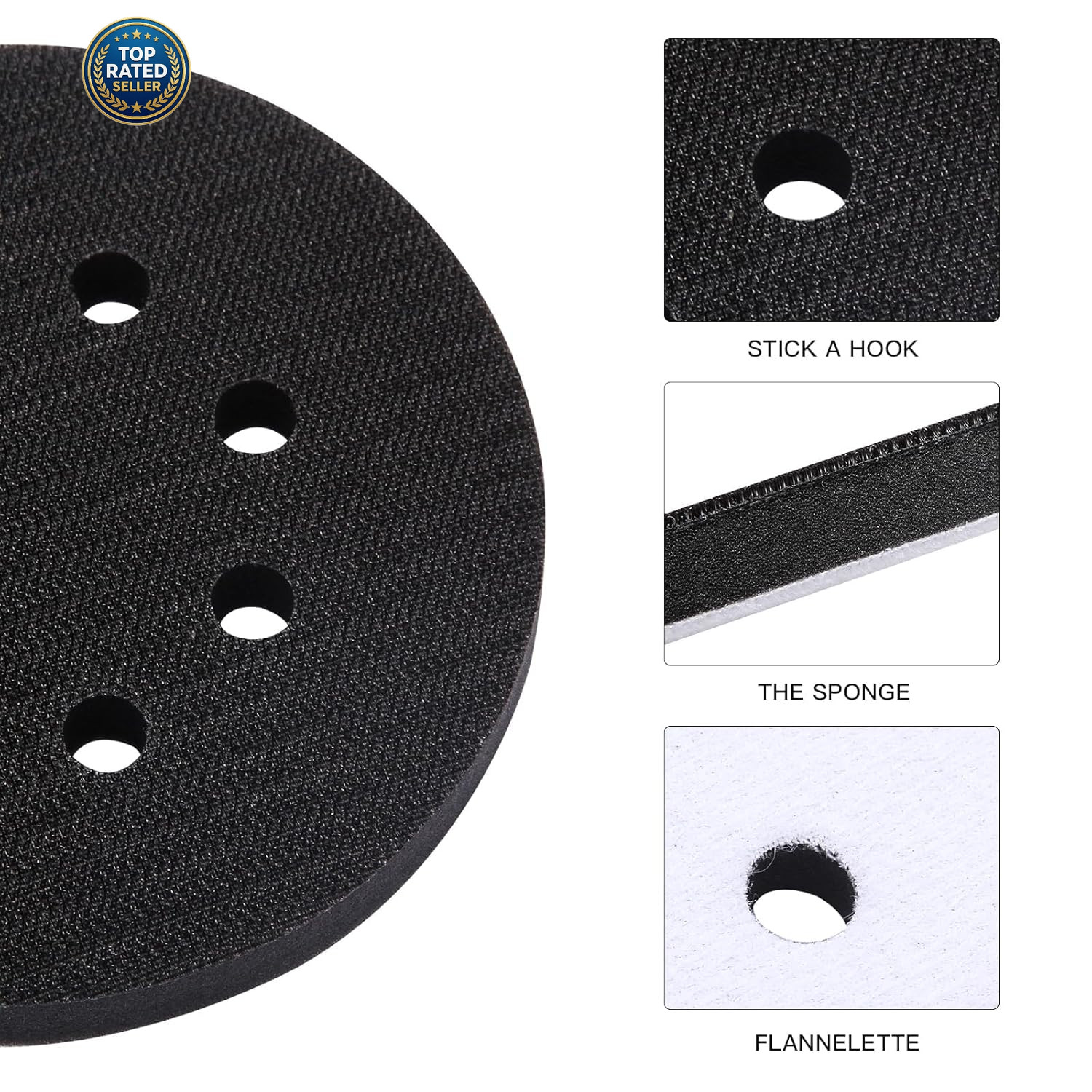 TPSUIPA 6 Pack 5 Inch 8 Hole Foam Sanding Pads, Soft Density Interface Pad, H…