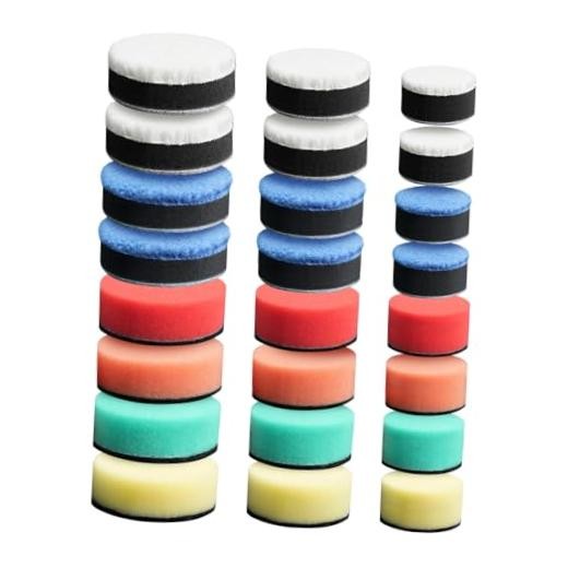 24PCS Multi-Size Polishing Pad Kit – 1/1.5/2 Inch Foam Wool Buffing Pads for