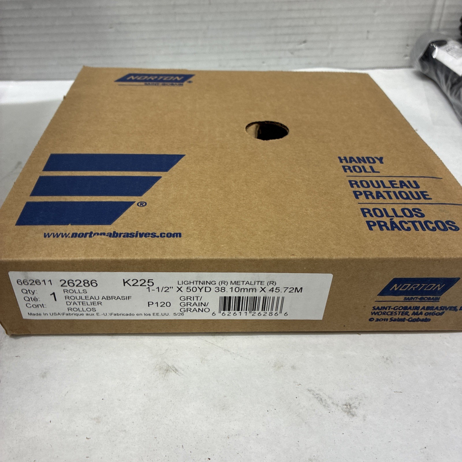 K225 Metalite Abrasive Roll, Cloth Backing, Aluminum Oxide, Grit P120