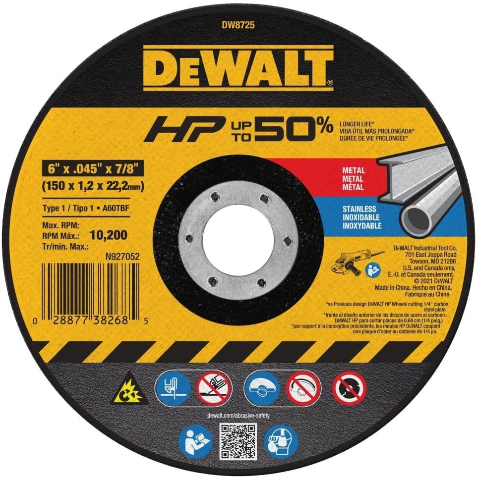 Cutting Wheel 6 in. x .040 in. x 7/8 in., Abrasive Blade, A60 Medium Grit
