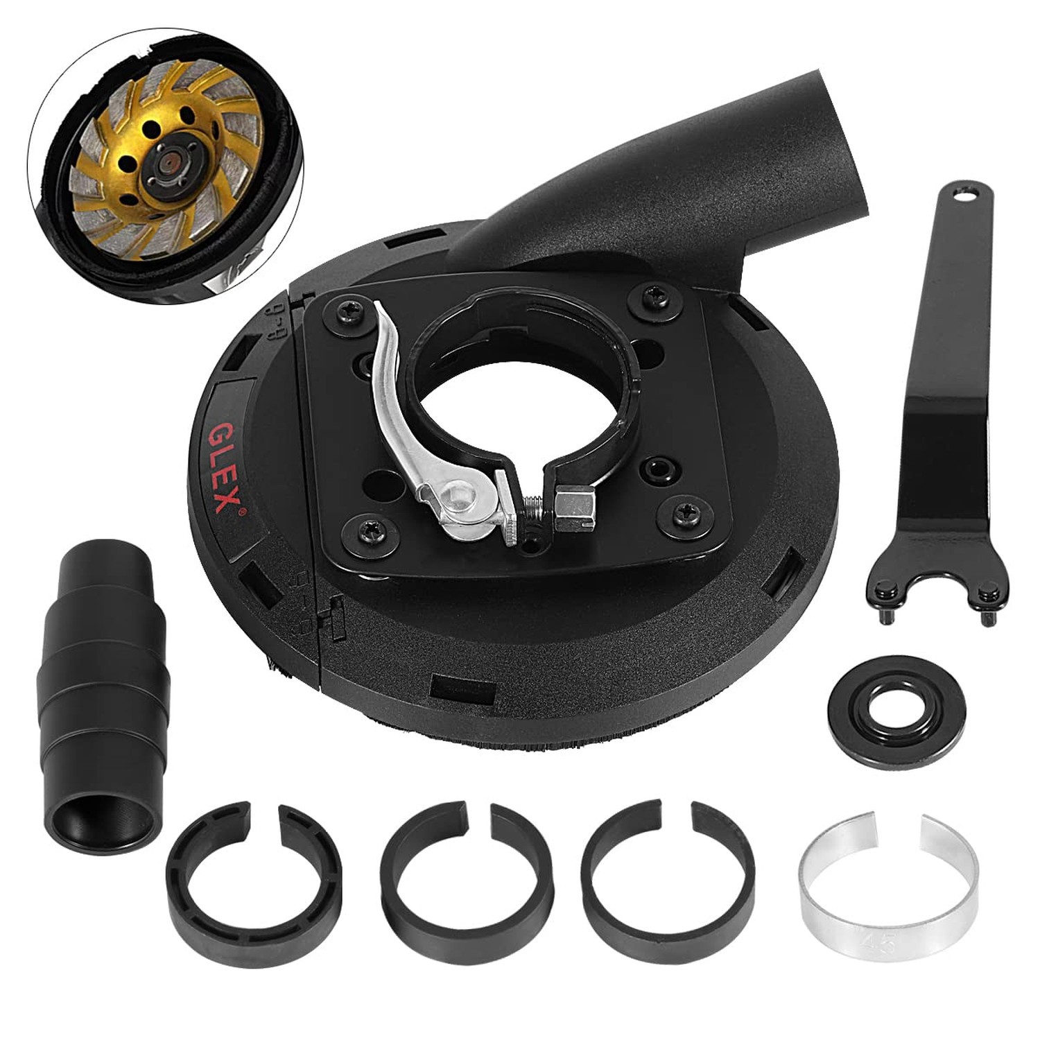 GLEX Angle Grinder Dust Shroud 4/4.5/5 inch Universal Surface Grinder Dust Sh…