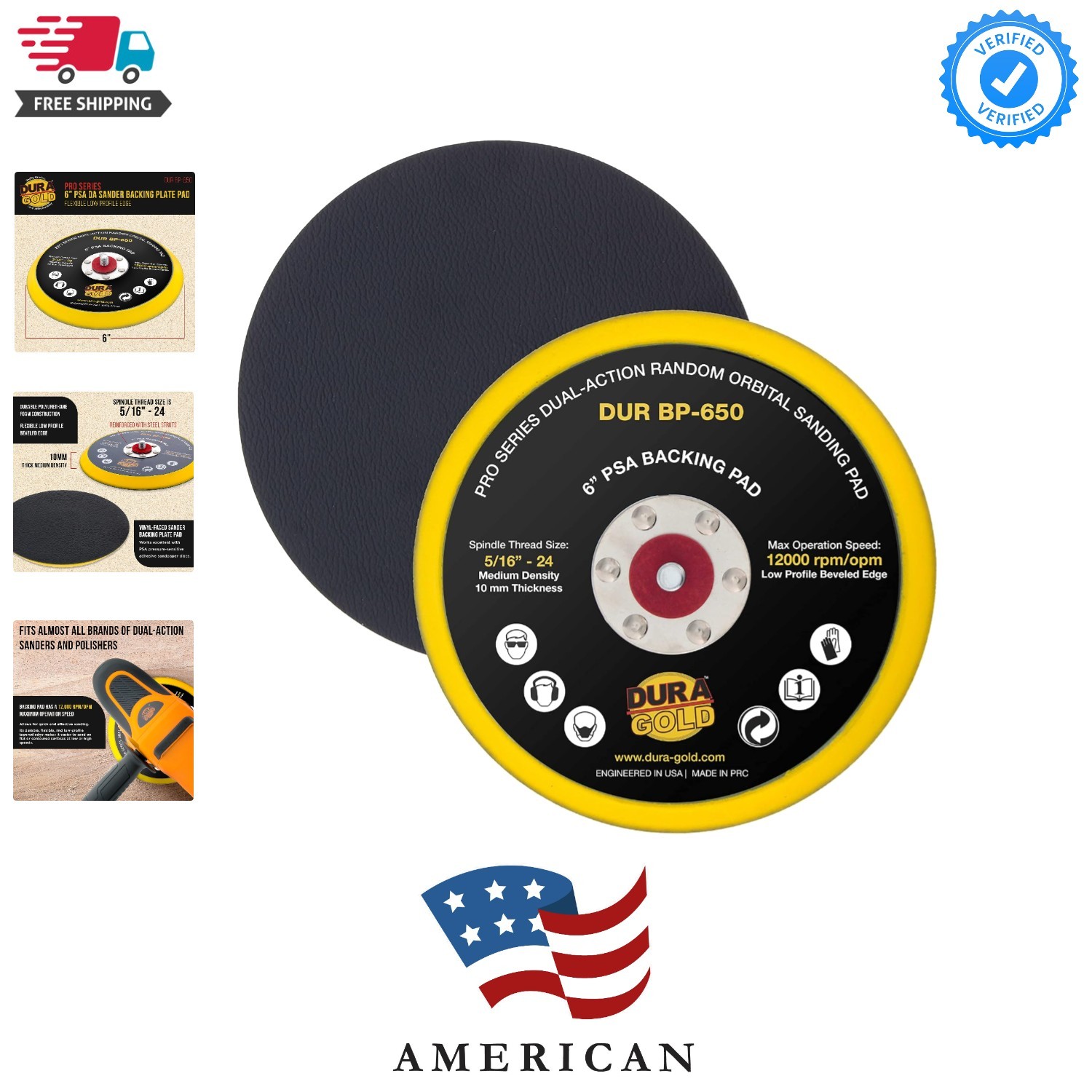 Pro Series 6″ PSA DA Sander Backing Plate Pad – Flexible Low Profile Edge, Du…