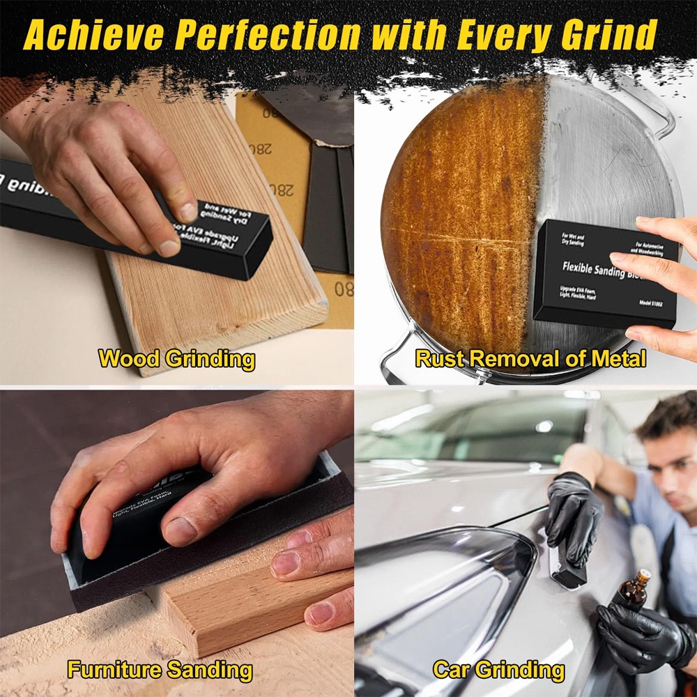 12PCS Flexible EVA Foam Wet or Dry Autobody Sanding Blocks Kit for Auto Bodywork