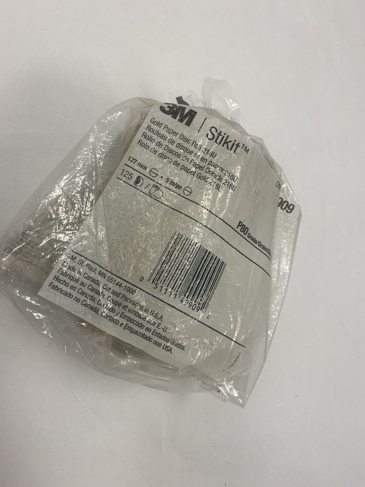 3M Stikit Gold Paper Disc Roll 49909 216U P80 5″ x NH 125 discs per roll