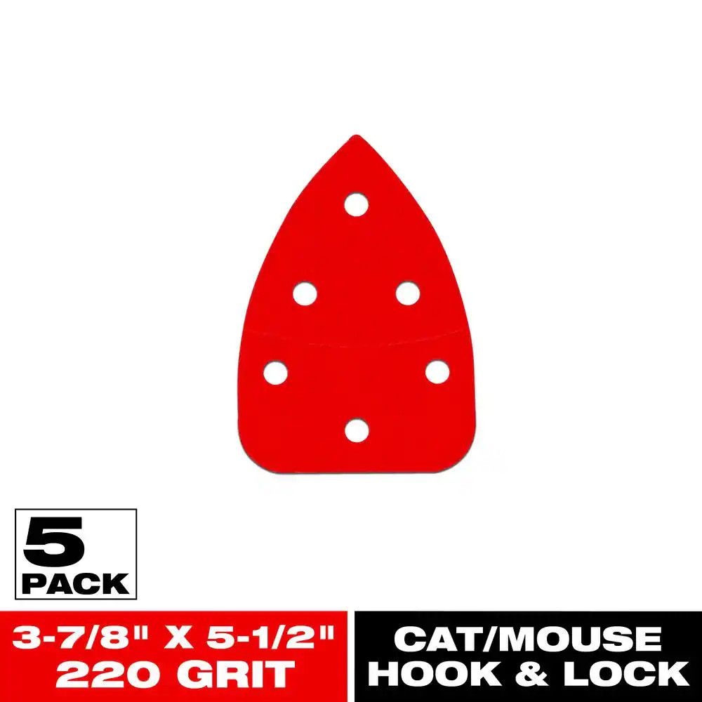 3-7/8 In. X 5-1/2 In. 220-Grit Hook and Lock Cat/Mouse Detail Sanding Sheets