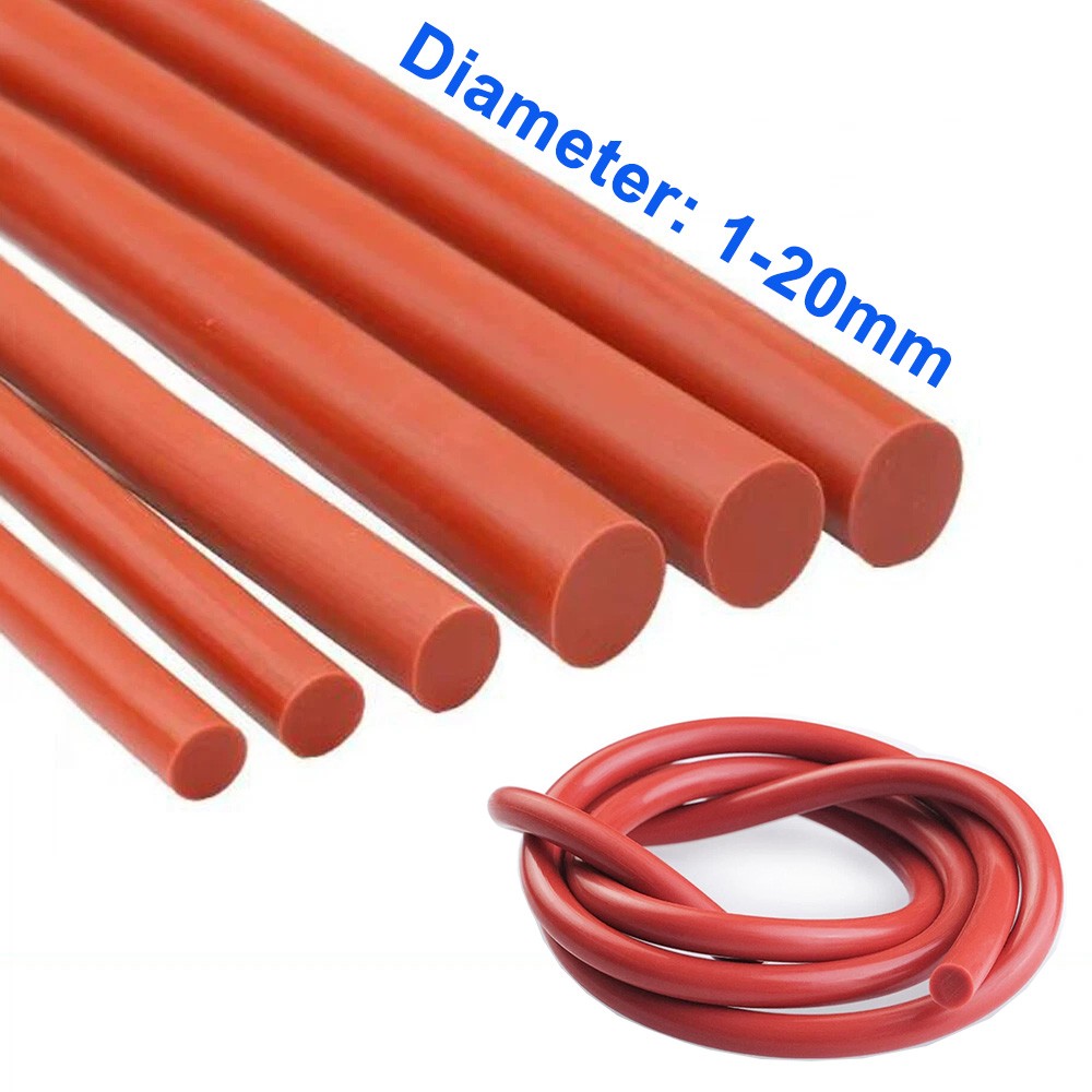 Solid Red Silicone Rubber Sealing Strip Round O Ring Cord Seal Gasket Dia 1-20mm