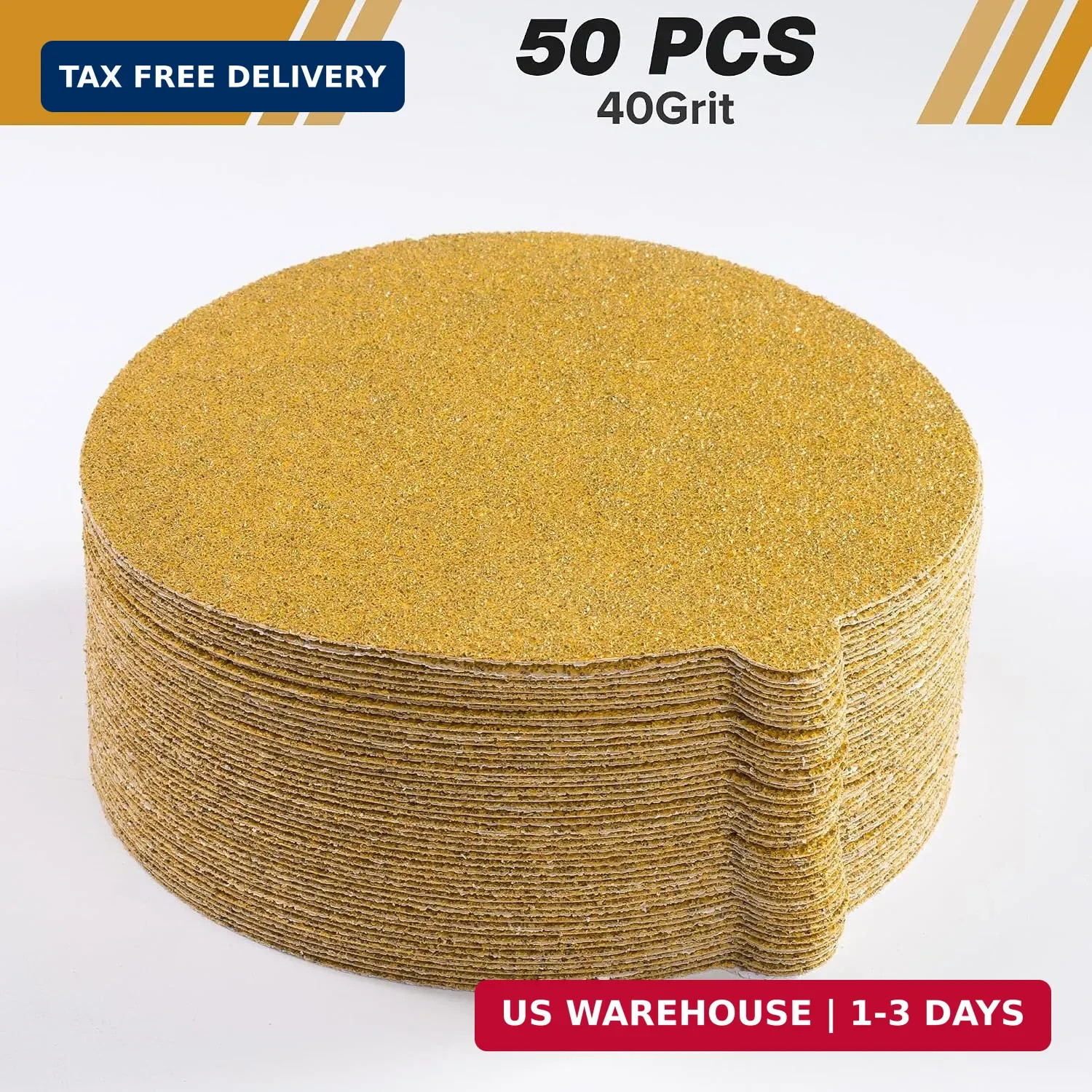 50 PCS 6 Inch PSA Sanding Discs 40 Grit Self Adhesive Sticky-Back Sandpaper for