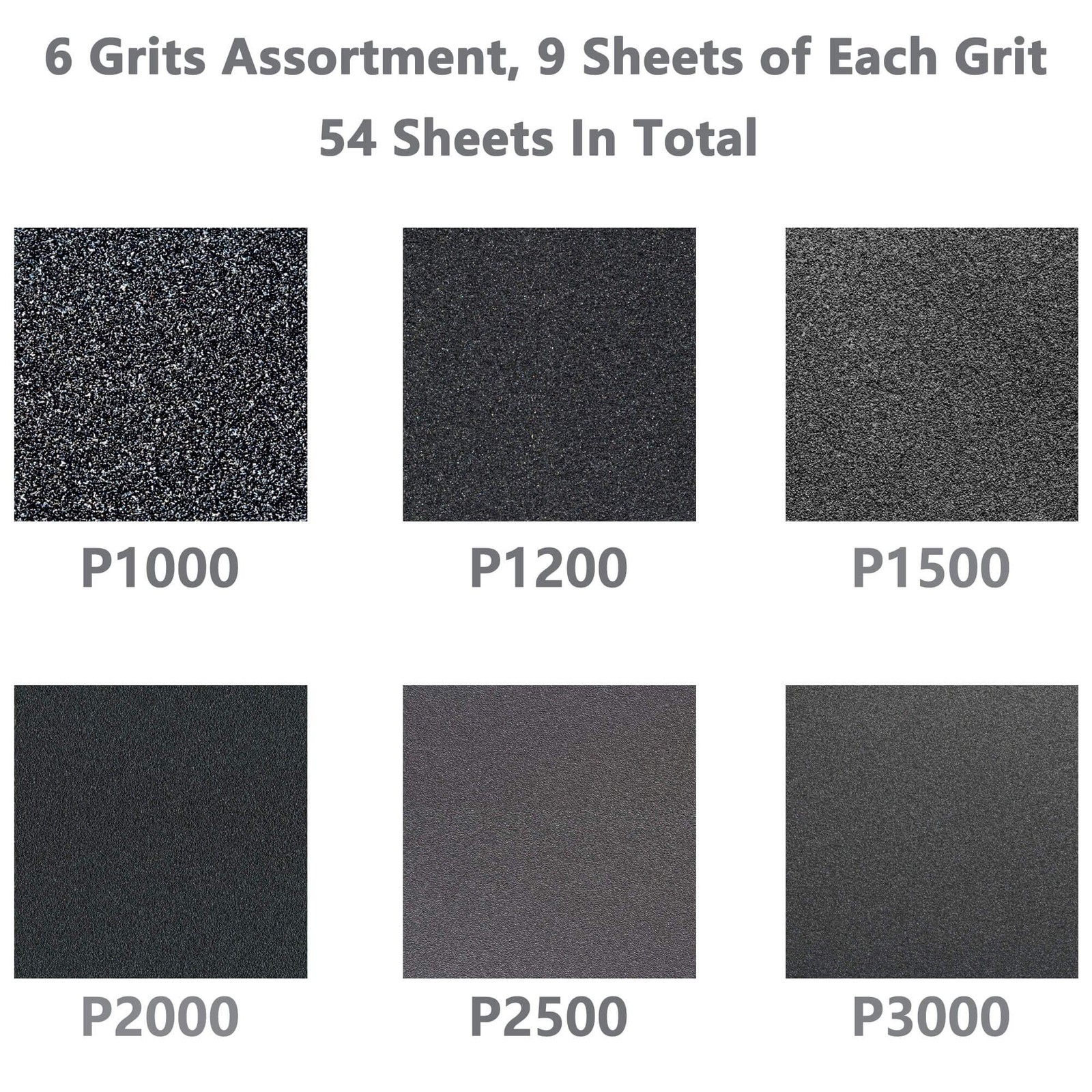 FRIMOONY Wet Dry Sandpaper, Assorted 9*3.6 inch, 54 sheet