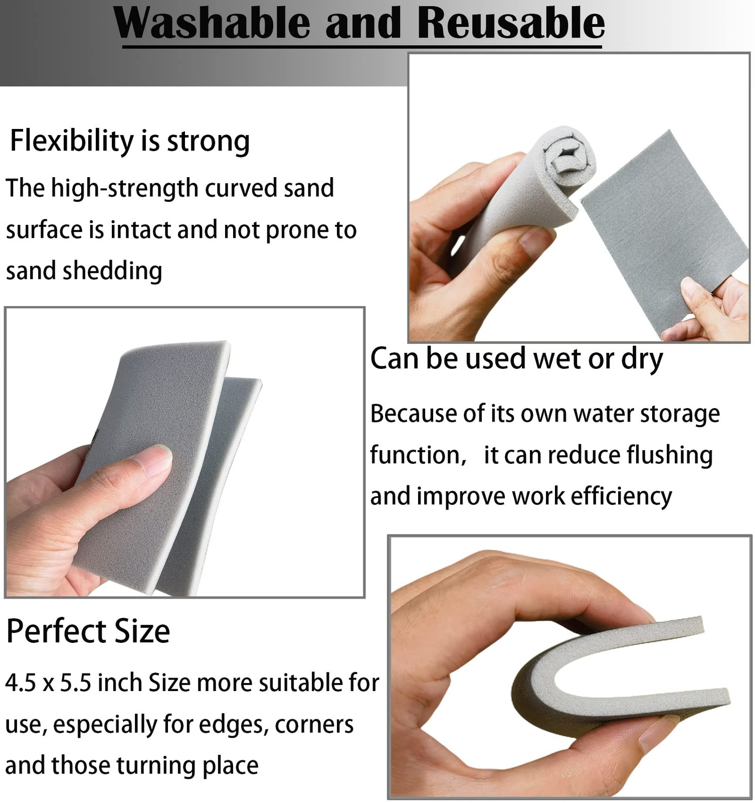Tockrop 15 PCS 400-3000 Grit Sanding Sponge Set, 4.5 x 5.5 Inch Wet or Gray