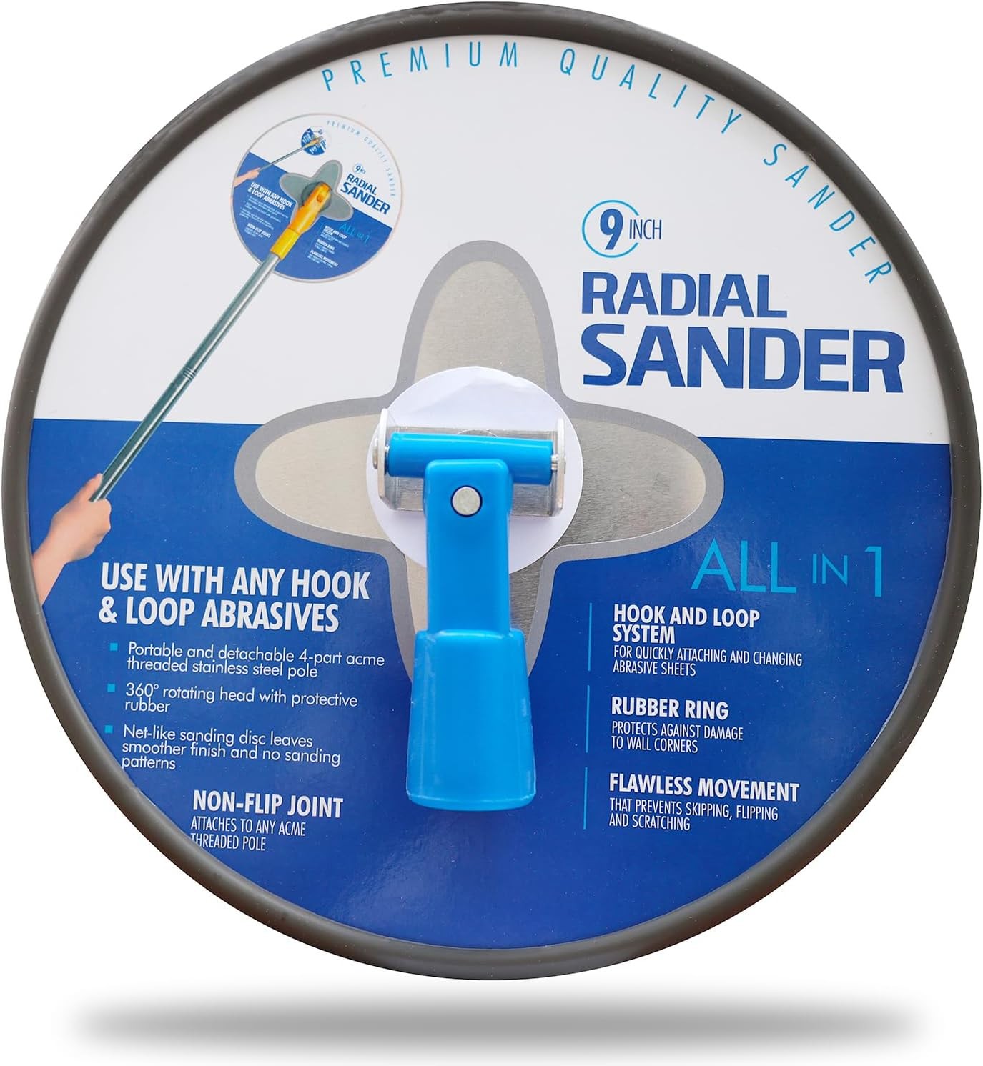 9″ Radial Hand Sander Hook Loop Drywall Sanding Tool for Wall