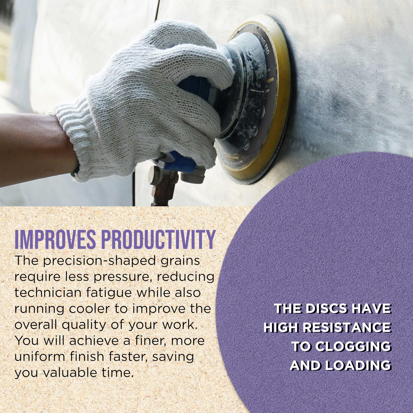 Dura-Gold 80 Grit 6 PSA Purple Film Ceramic Sanding Discs, Box of 50 – Self Adhe