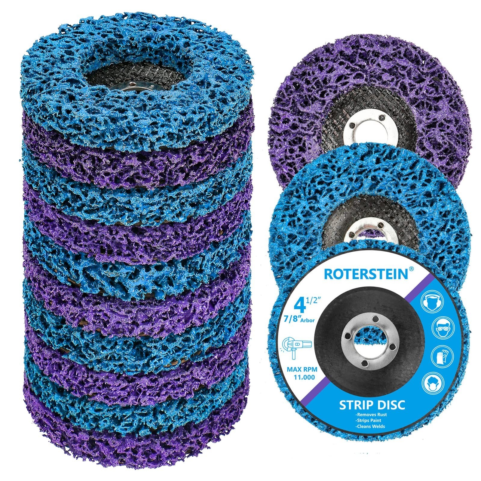 10 Pack 4.5″ Strip Discs for Angle Grinder – Clean Paint, Rust, Welds, Oxidation