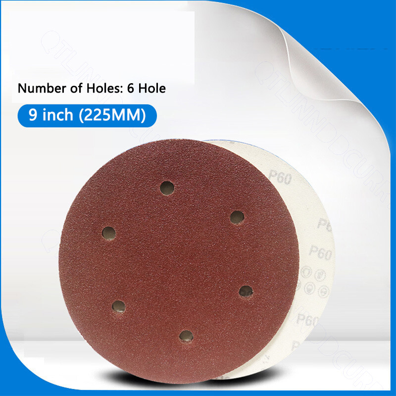 225mm 9″ Sanding Discs 40#-2000# Hook Loop 6-Hole Orbital Sander Paper Sandpaper