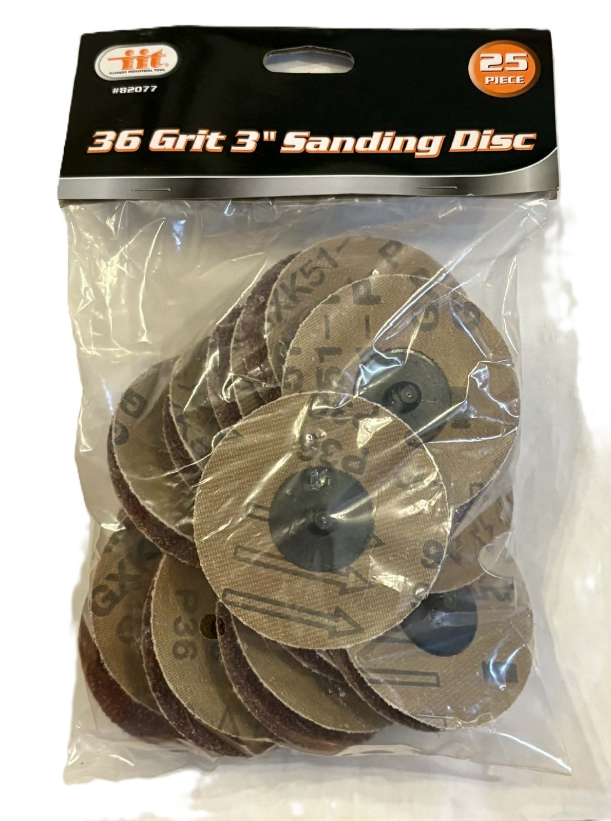 25pc 3″ 36 Grit Sanding Discs Surface Prep Tools 82077