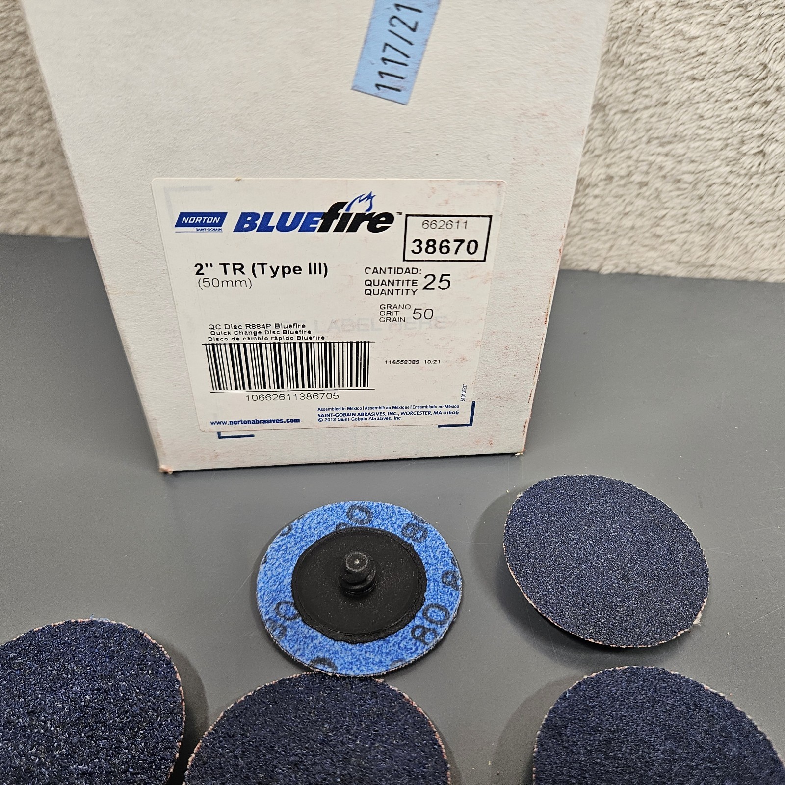 Norton Sanding Discs Flapwheels Blaze BlueFire 2″TR Type III SpeedLokTR Metalite
