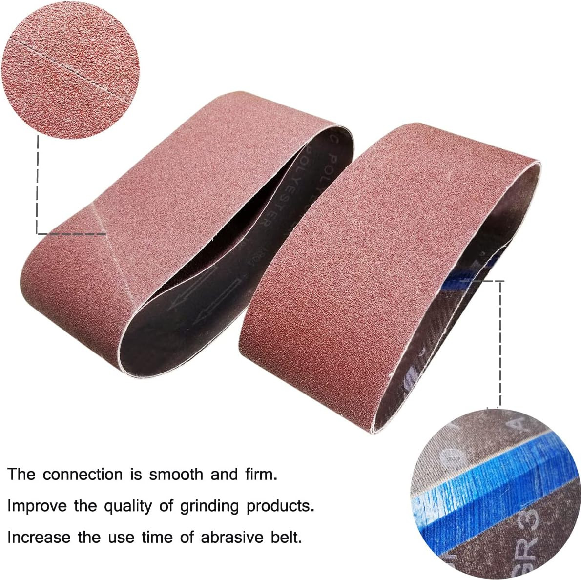 Tonmp 15 PCS 4″ X 21″ Premium Sanding Belts – 5 Each of 40 80 120 Grit Aluminum