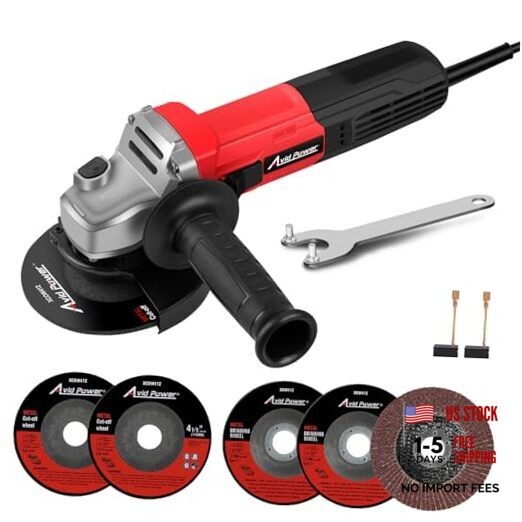 Angle Grinder, 7.5-Amp 4-1/2 inch Electric Grinder Power Tools with Red