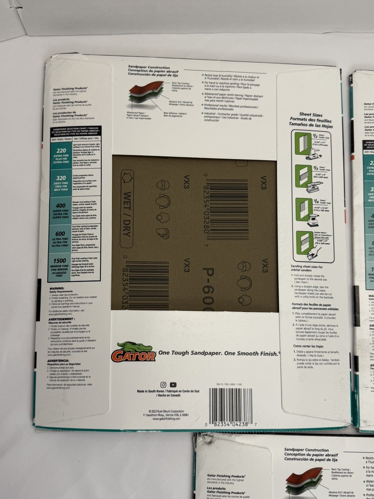 3 pk Gator 600 Grit Ultra Fine Waterproof Sandpaper 75pcs 9″x11″