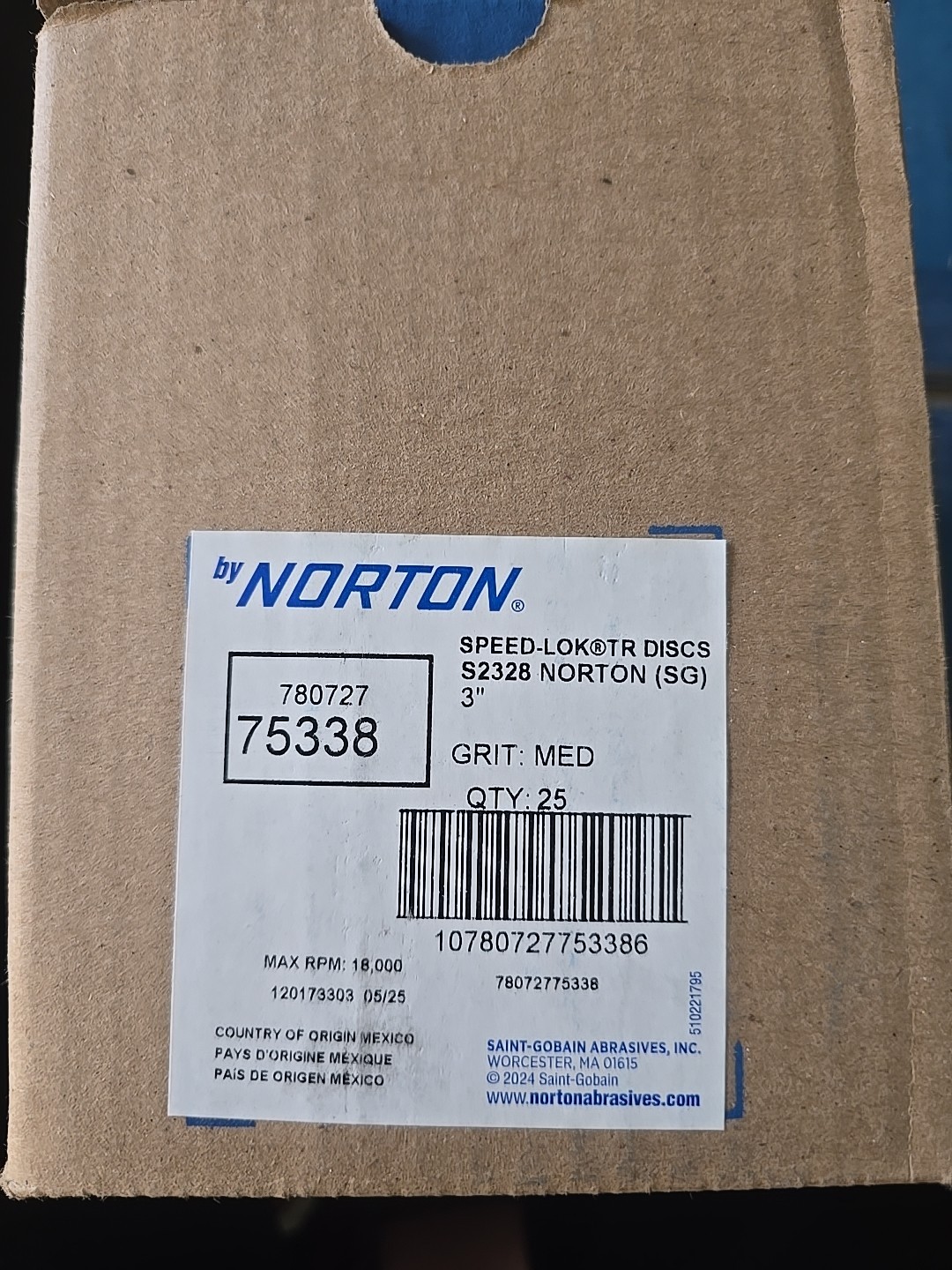 Norton 75338 Spoed Lok TR Discs S2328 Norton Sg 3″ 25 Count