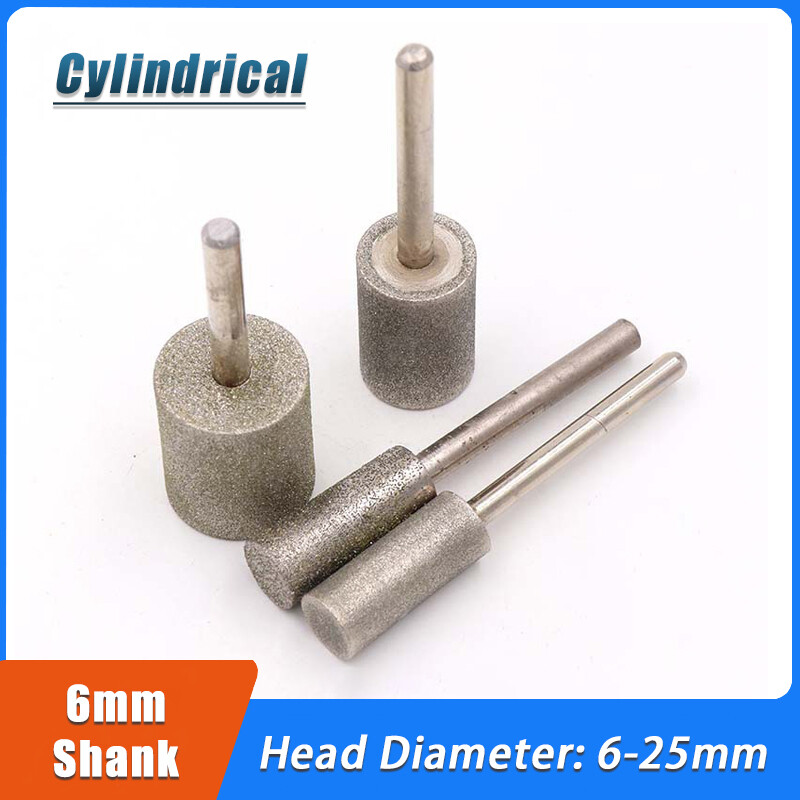 6mm Shank Cylindrical Diamond Grinding Head Polishing Cutting Burr Rotary Tool