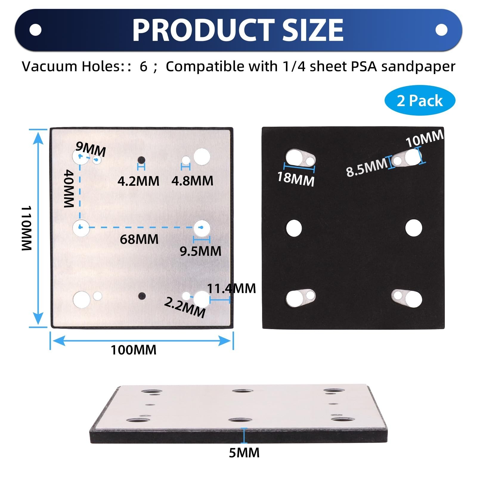 2 Pack Replacement Sanding Pads for 1/4 Sheet Palm Sander | Fits BO4556, B04510