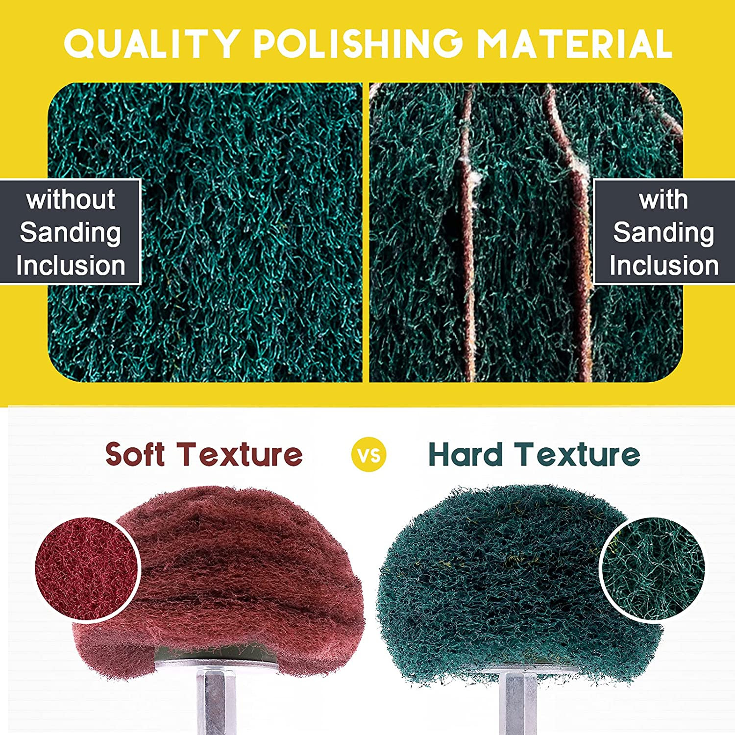10Pcs Non Woven Abrasive Buffing Pads Wheels Drill Attachment Set, Scouring Pads