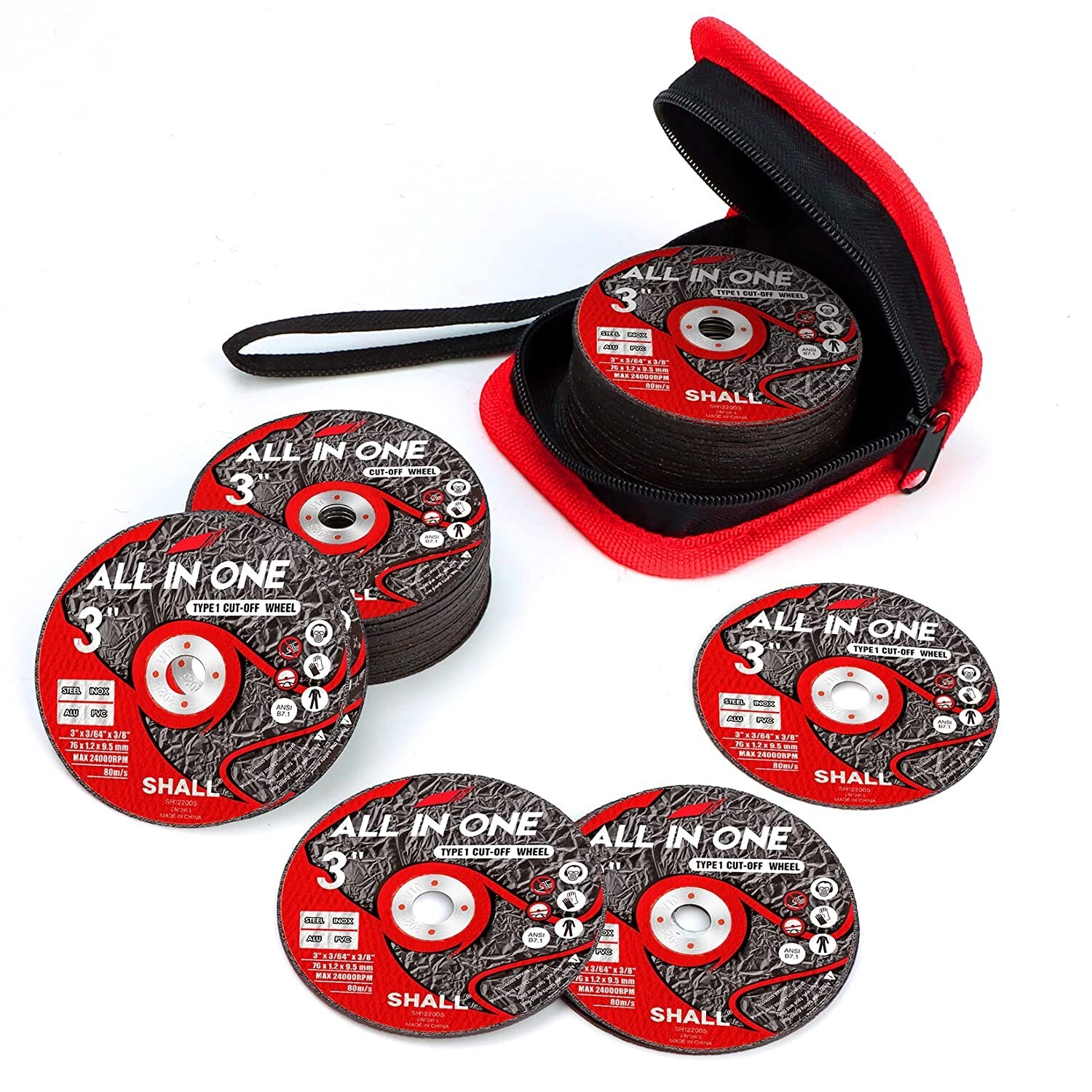 SHALL 25-Pack Cut Off Wheels 3” x 3/8” x 3/64” – Fast Cutting Disc