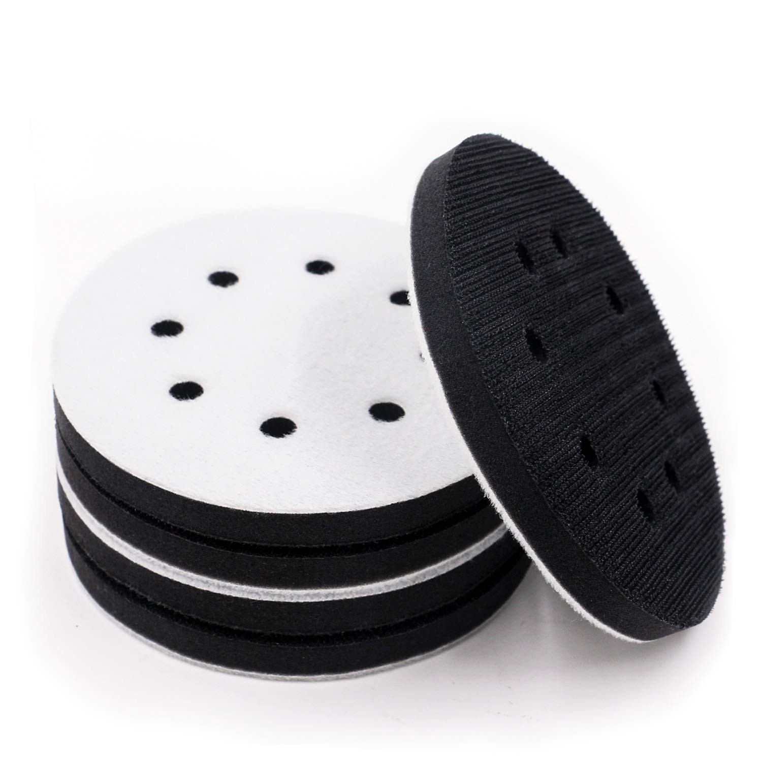 5 Count 5-Inch Sponge Sanding Pads with 8 Hole Design – Ideal for Woodwork