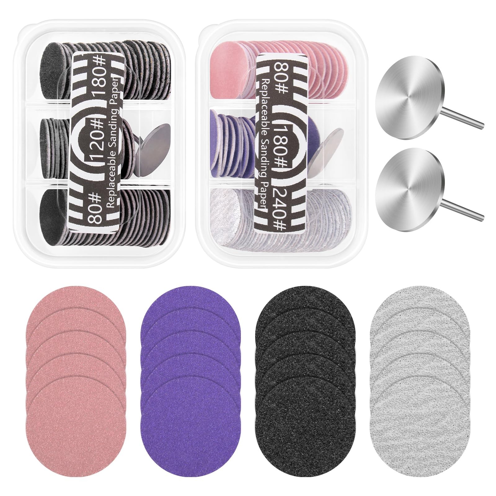BELICOO 120 Pcs Sanding Paper Disc w/ 2 Metal Bit, 25mm, Multicolor