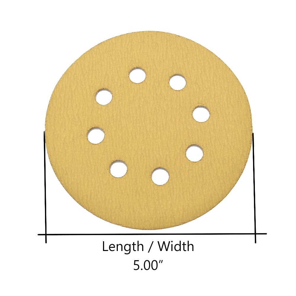 240 Grit 5″ Dia 8-Hole Hook & Loop Sanding Paper 25PK (Ceramic Aluminum Oxide)