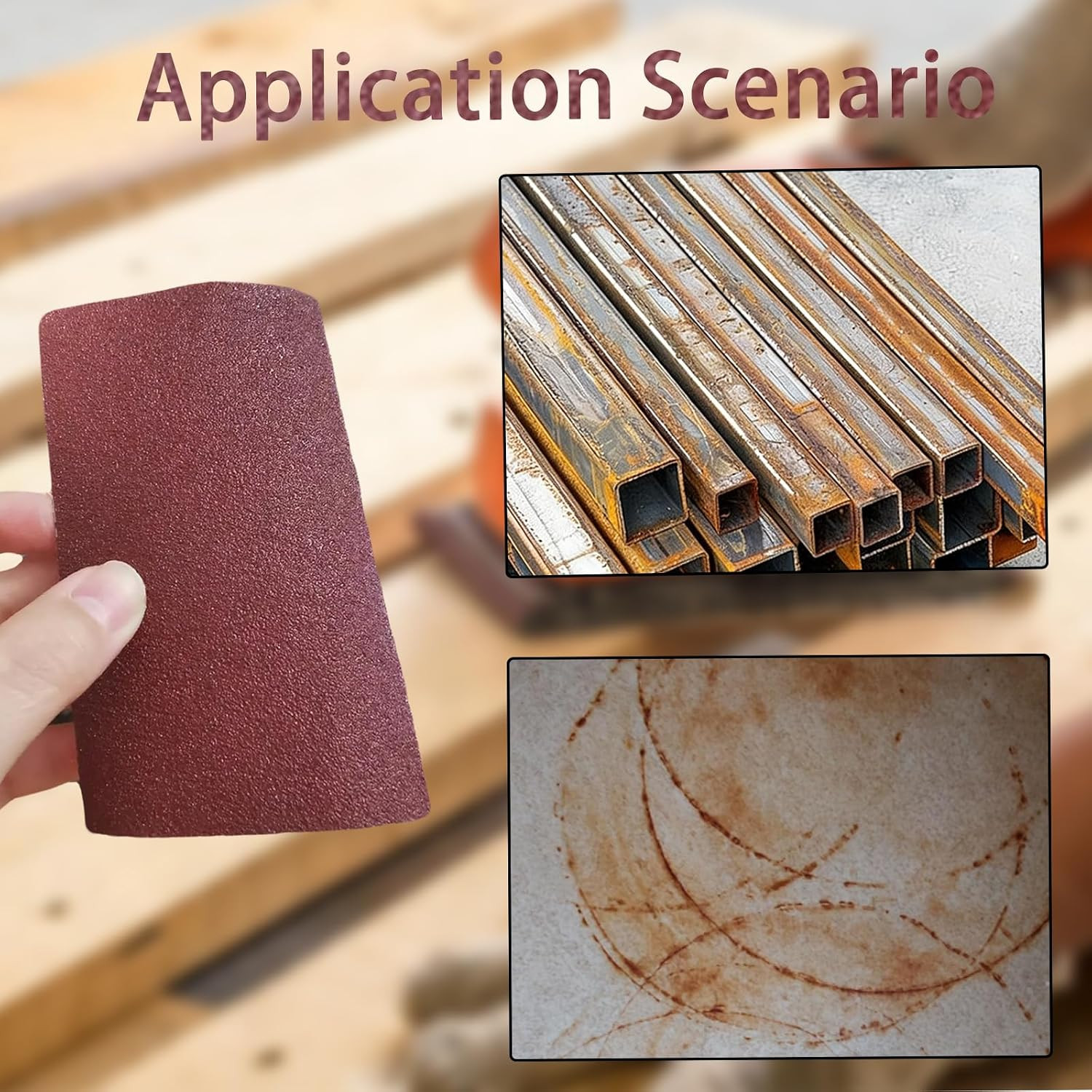 50 Pcs 1/4 Sheet Sandpaper for Palm Sander, 5.5″ X 4.5″ Premium Sand Paper 80/12