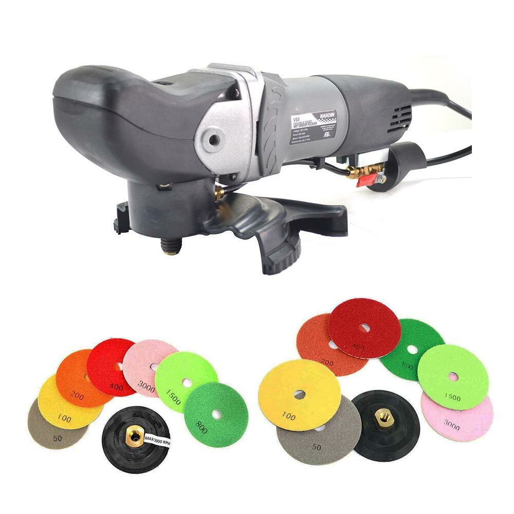 Variable Speed Wet Grinder Polisher 110 Volt with 4 & 5 Inch Polishing Pads