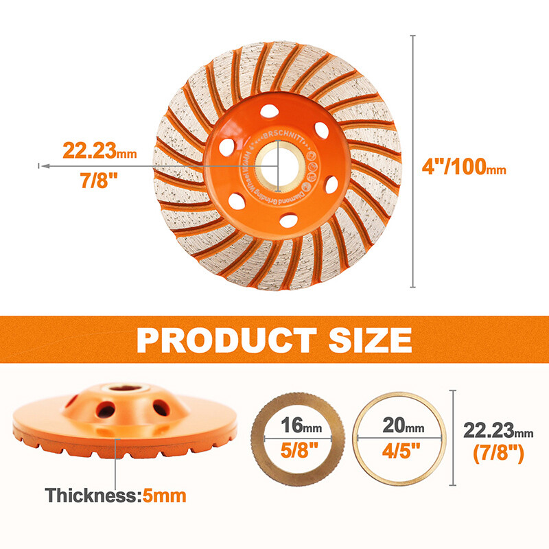 Diamond Grinding Wheel Sanding Disc 4.5/5/7” Abrasive Plate for Granite Masonry