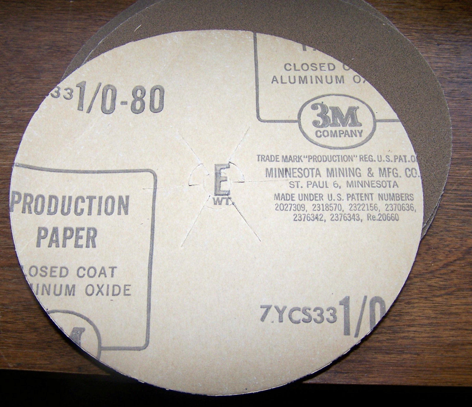 3M PRODUCTION PAPER / SANDPAPER DISCS -6″- Med. Grit – 1/0-80 – 5 Discs! NOS!