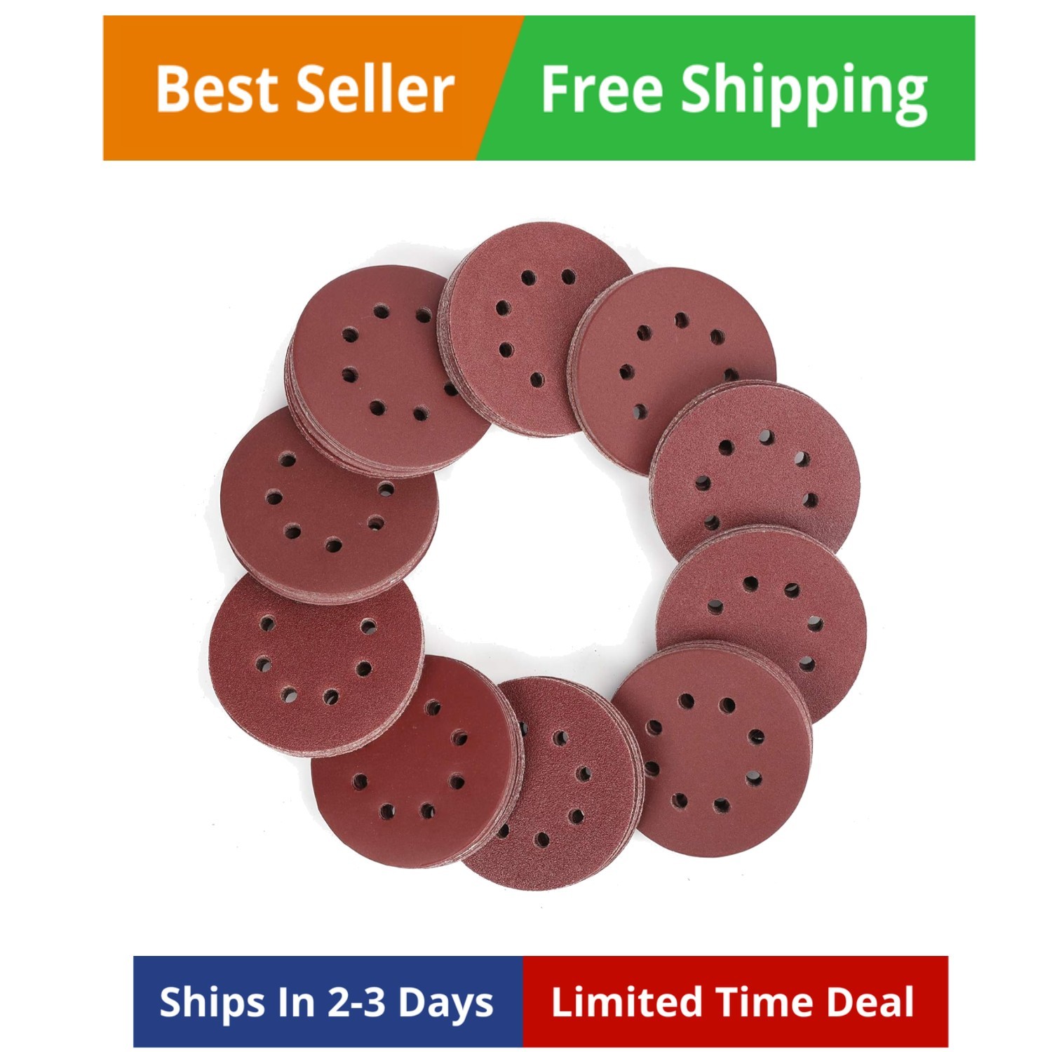 150-piece Sanding Discs Set – 5-Inch 8-Hole Sandpaper 10 Grades Include 60, 8…