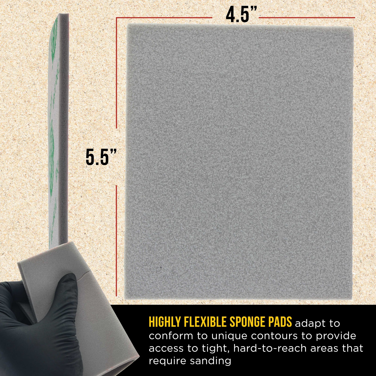 Single-Sided Sanding Sponge Grit Variety Pack, 20/Box, 5.5″ x 4.5″ Wet/Dry